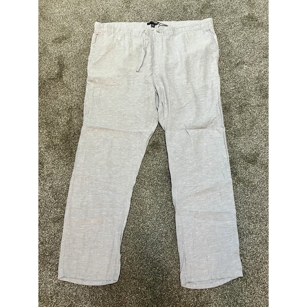 Saks‎ Fifth Avenue Womens Linen Drawstring Pull On Pants Gray Size XXL Lagenlook